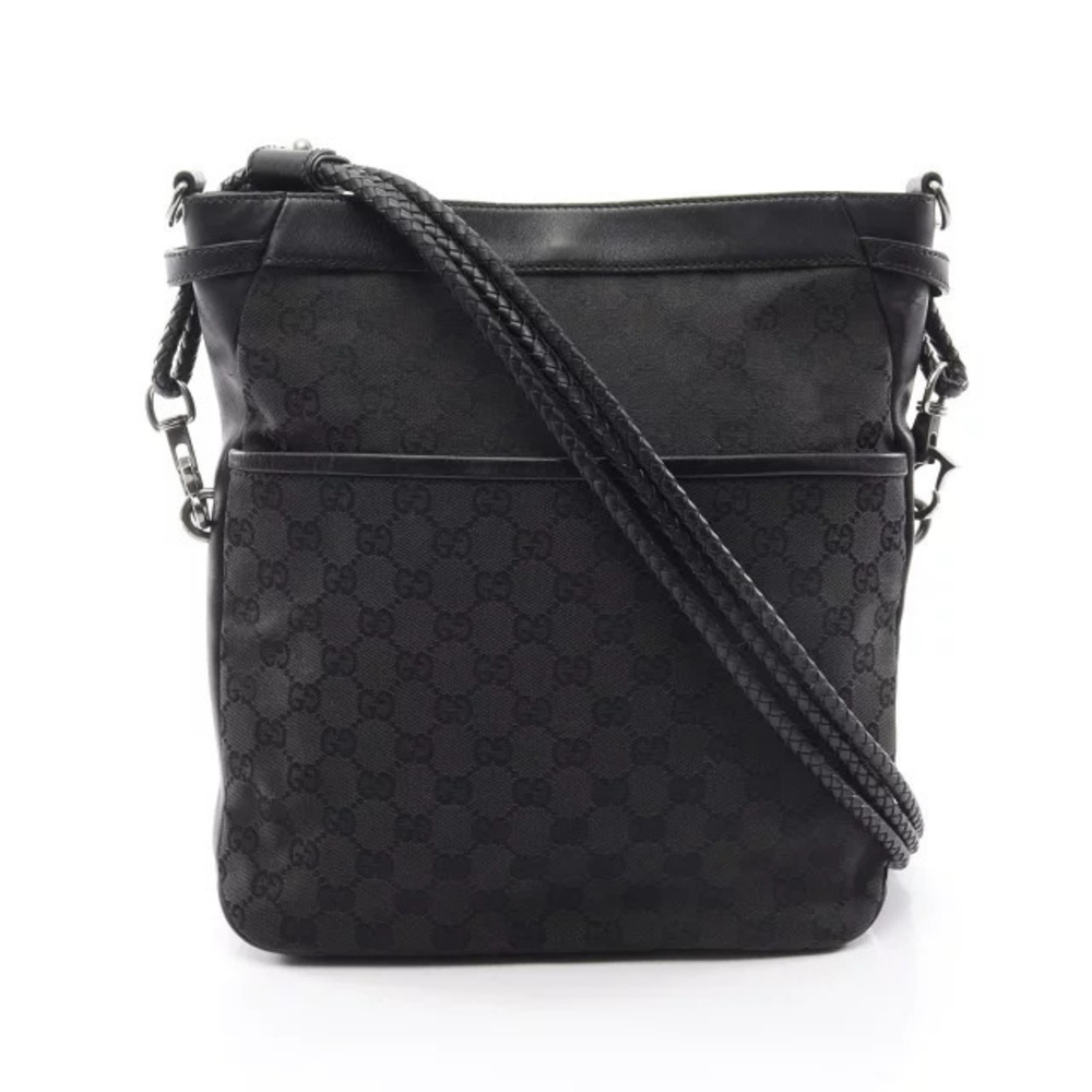 Gucci GG Canvas Shoulder Bag Leather Black